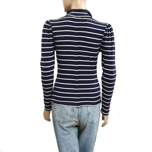 Anthropologie Pilcro Slim Striped Printed Puff Long-Sleeve Blouse Top S 282513 - Picture 3 of 4